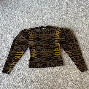 Ulla Johnson Women’s Crewneck Sweater - Black and Gold Tiger Stripe